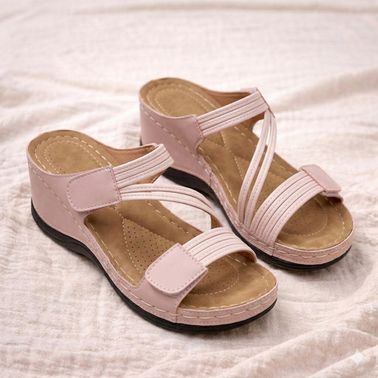 Aurélie | Pleated Wedge Orthopedic Sandals