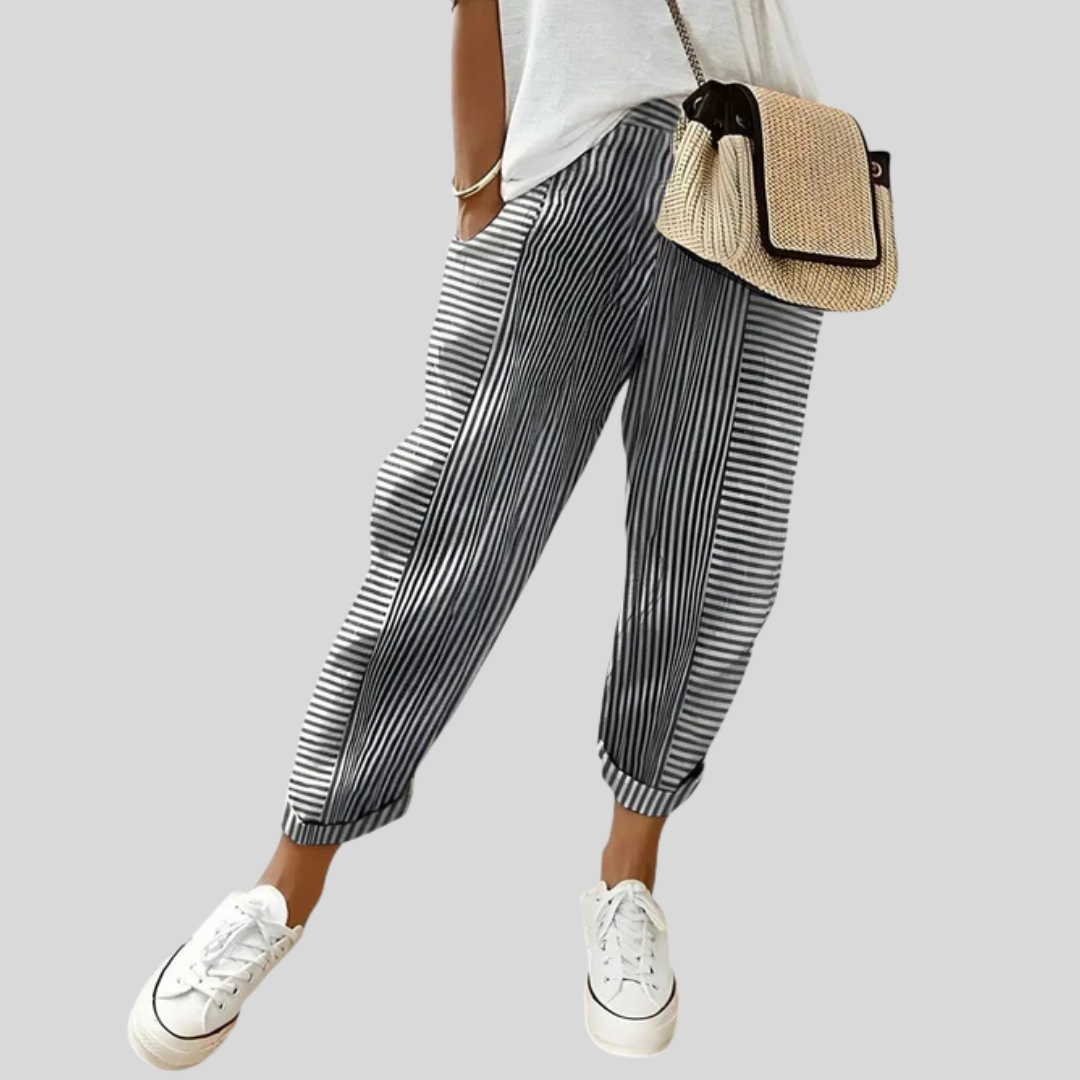 Inès | Modern Striped Jogger Pants