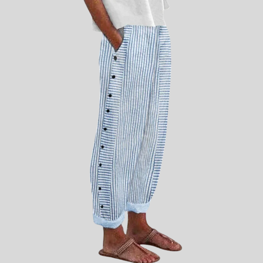 Rosalie | Striped Buttoned Bohemian Style Pants