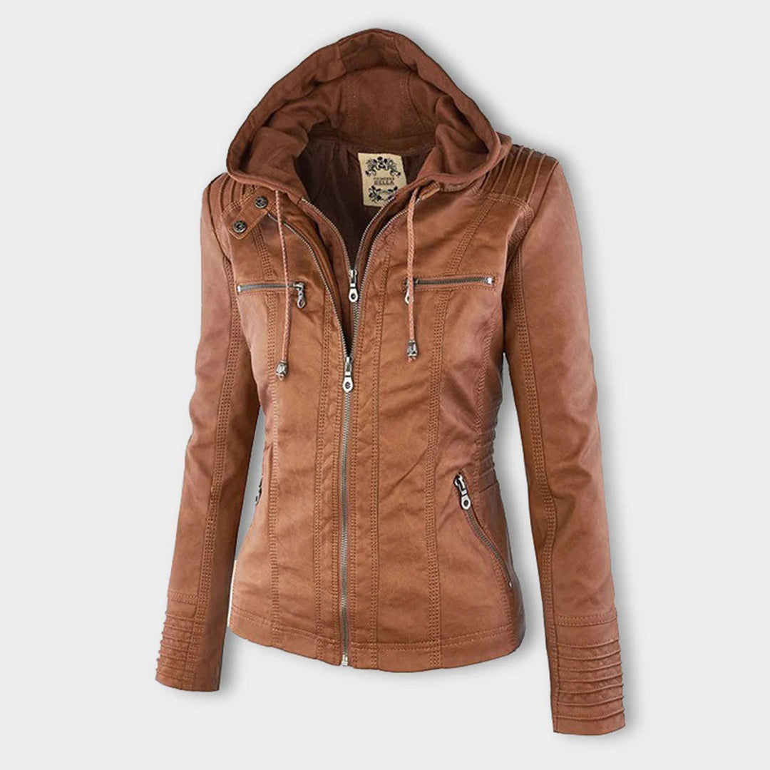 Julia | Women’s Hooded Zip-Up Casual Biker Jacket