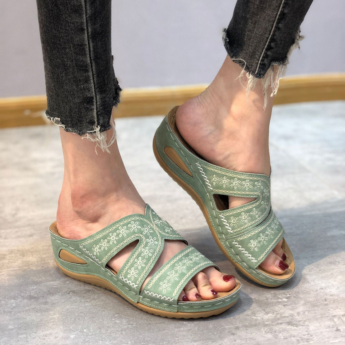 Amélie | Open-Toe Wedge Orthopedic Sandals