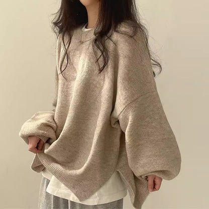 Laurette - Drop Shoulder Split Hem Sweater