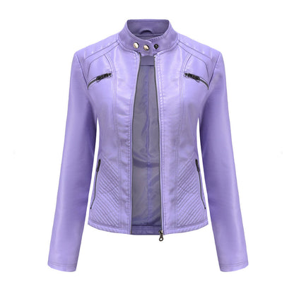 Heather | Women’s Classic Zip-up Biker Jacket