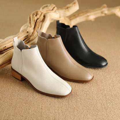 Zeny Genuine Leather Ankle Boots