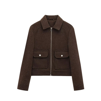 Emily | Women’s Zippered Wool Bomber Jacket