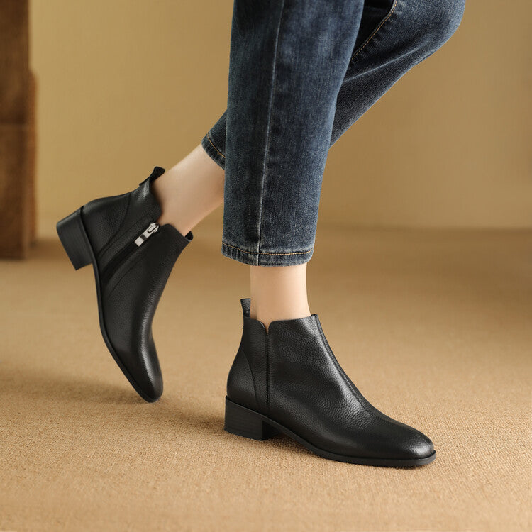 Zeny Genuine Leather Ankle Boots