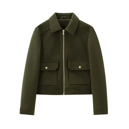 Emily | Women’s Zippered Wool Bomber Jacket