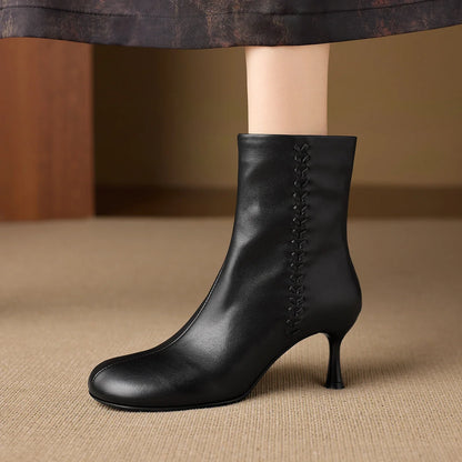 Aylan Genuine Leather Stiletto Ankle Boots