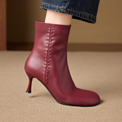 Aylan Genuine Leather Stiletto Ankle Boots