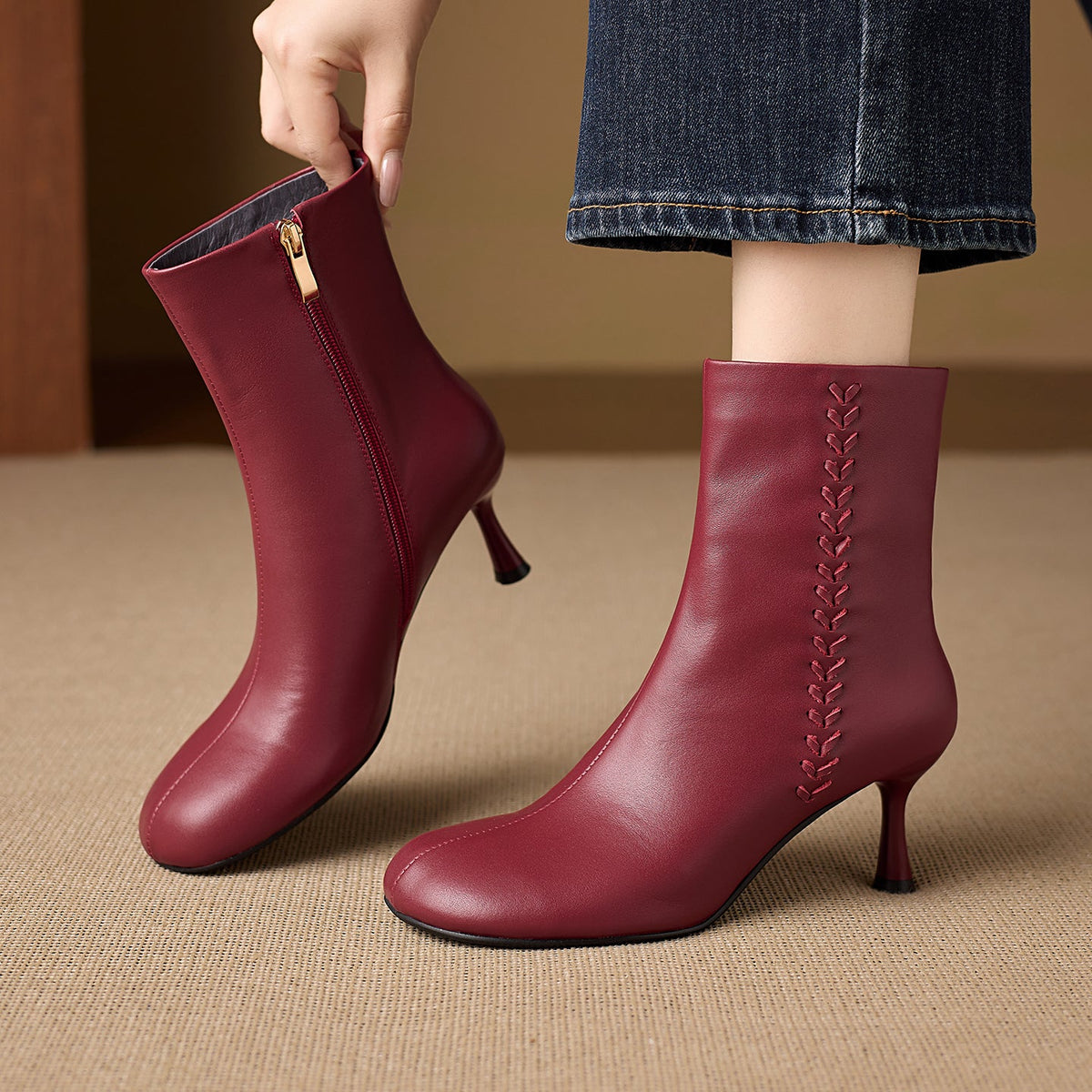 Aylan Genuine Leather Stiletto Ankle Boots