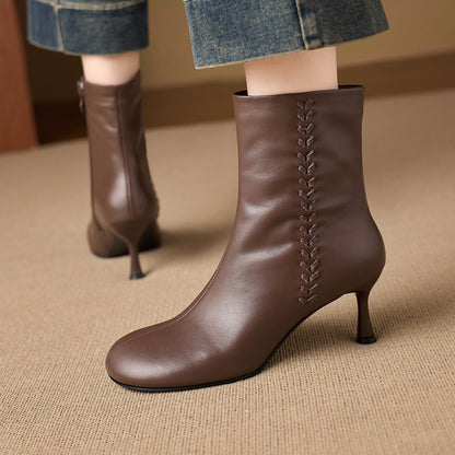 Aylan Genuine Leather Stiletto Ankle Boots