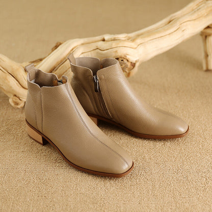 Zeny Genuine Leather Ankle Boots