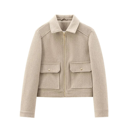 Emily | Women’s Zippered Wool Bomber Jacket