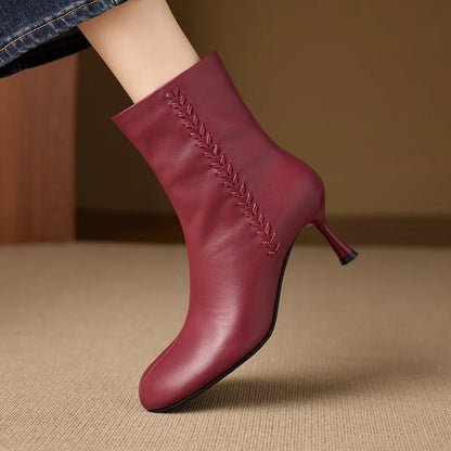 Aylan Genuine Leather Stiletto Ankle Boots