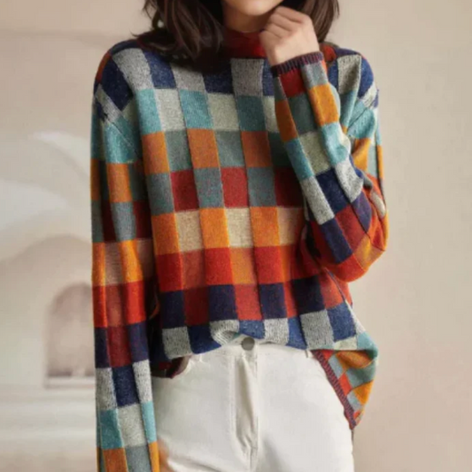 Mathilde | Trendy Checkered Sweater
