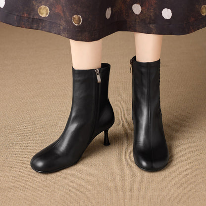 Aylan Genuine Leather Stiletto Ankle Boots