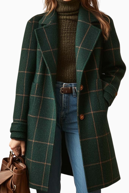 Kaitlyn™ | Retro Lapel Plaid Tweed Coat