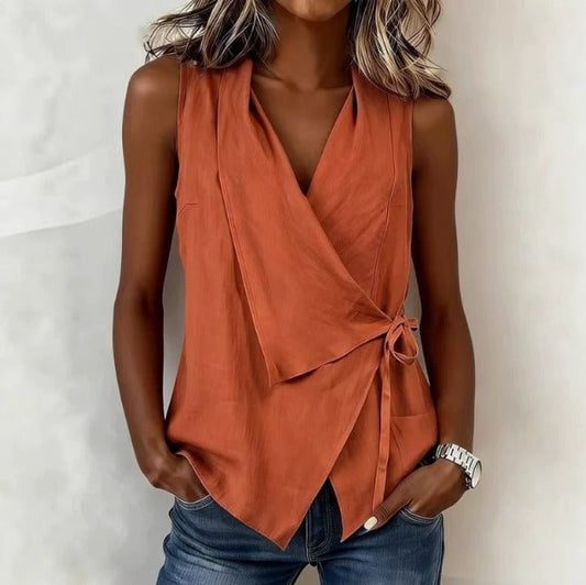 Sandy - Sleeveless Wrap Blouse