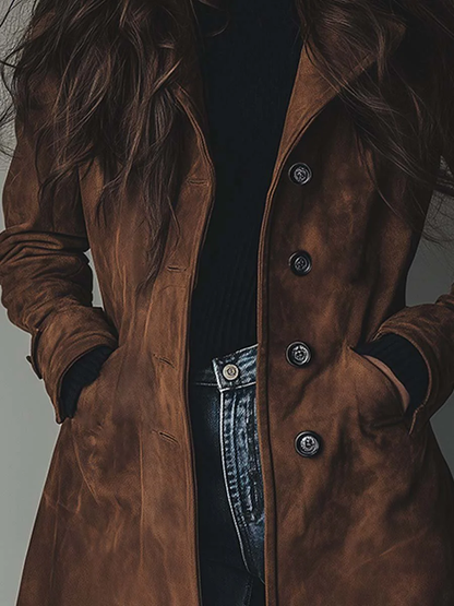 Vintage Suede Trench Coat