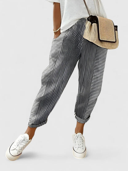 Inès | Modern Striped Jogger Pants