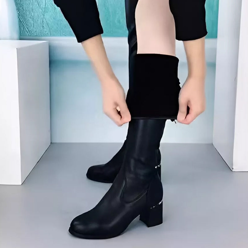 Astrid over-the-knee bow stretch boots in black for women - view 8
