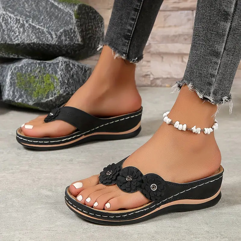 Lysiane | Floral Orthopedic Wedge Sandals