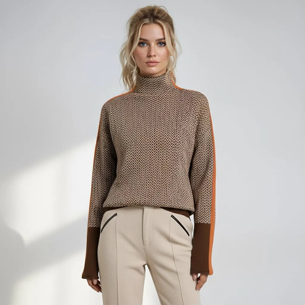 Elara | Turtleneck with Contrasting Stripes