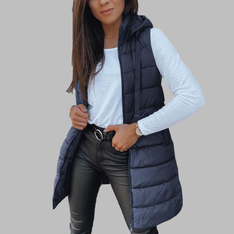 Zaira - Casual Sleeveless Hood Long Puffer Vest