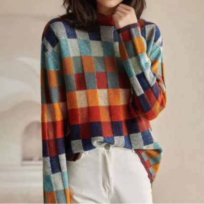 Mathilde | Trendy Checkered Sweater