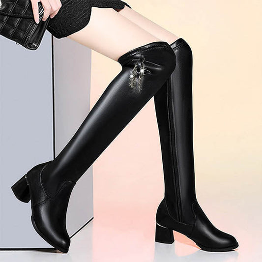 Helena | Over-the-Knee Stretch Boots with Block Heel