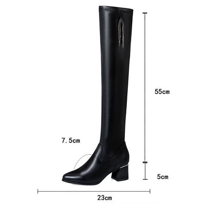 Helena | Over-the-Knee Stretch Boots with Block Heel