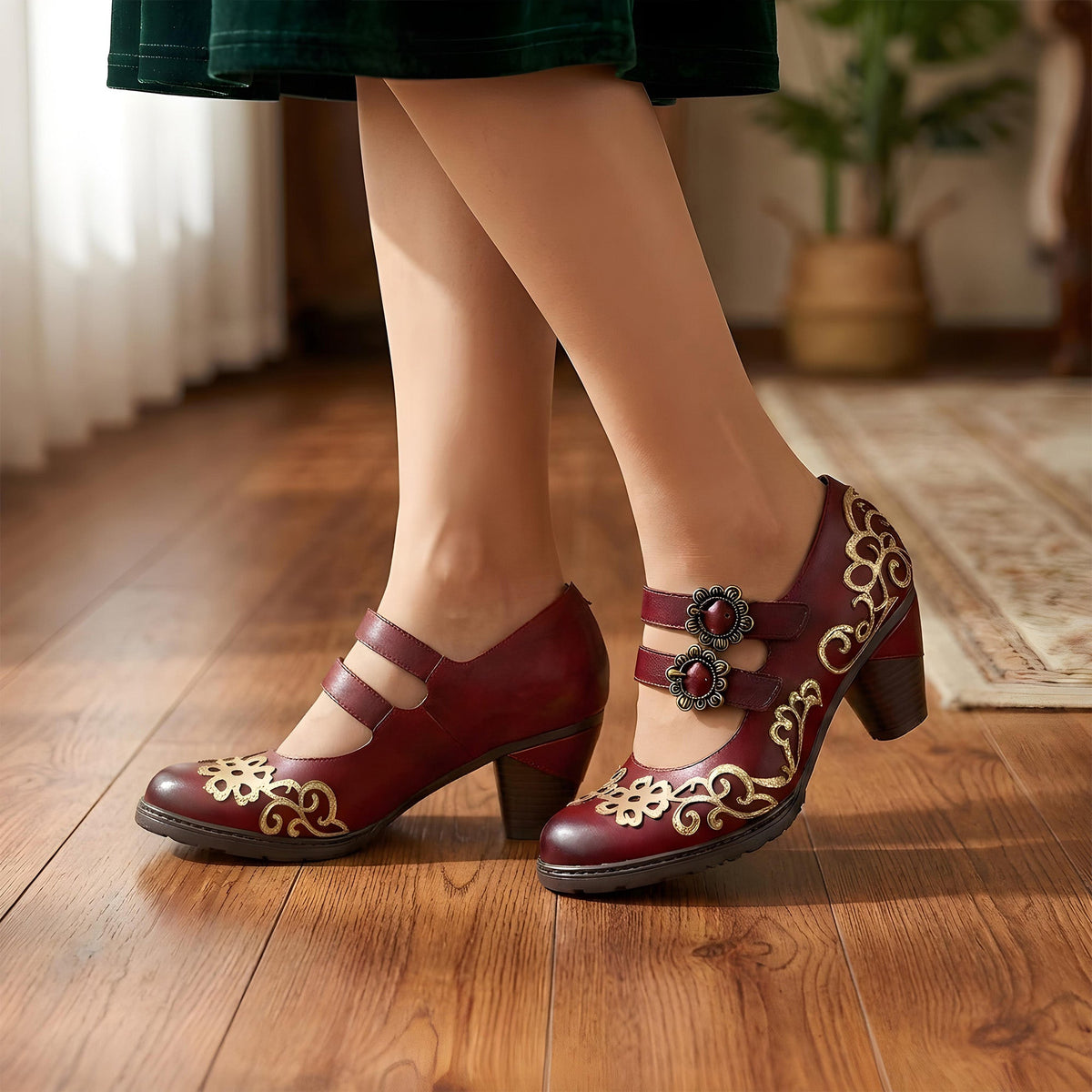 Vintage Burgundy Mary Jane Pumps