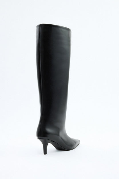 Mona Leather knee high boots - Black