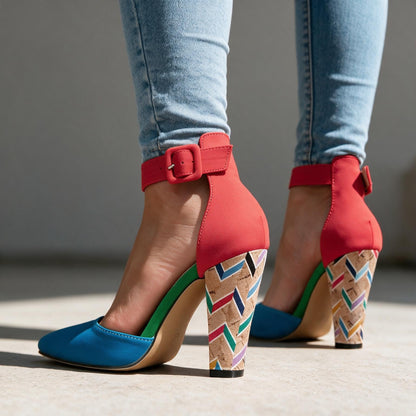 Roxanne | Women's Retro Buckle Heels