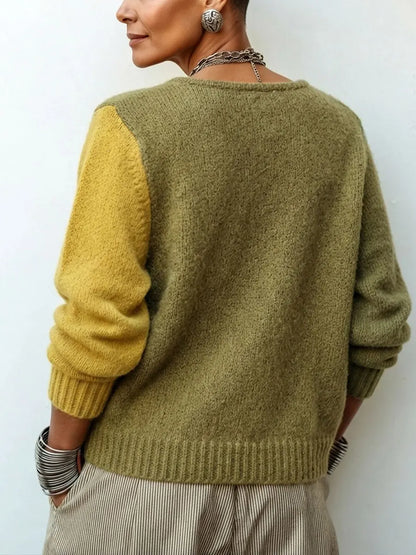 Catherine - Asymmetric Color-Block Knit Sweater