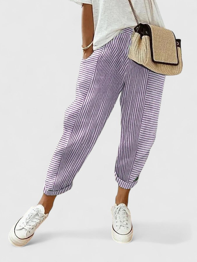 Inès | Modern Striped Jogger Pants