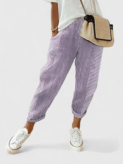 Inès | Modern Striped Jogger Pants
