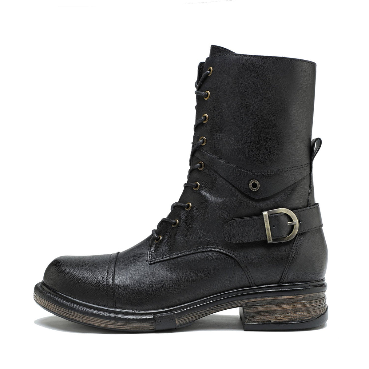 Comfortable Genuine Leather Boots With Laces And Inside Zippers