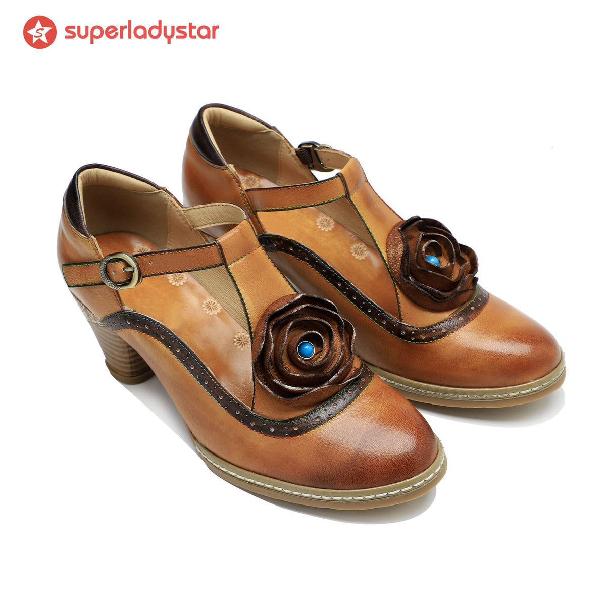 Retro Leather Grace Adjustable Belt Pumps
