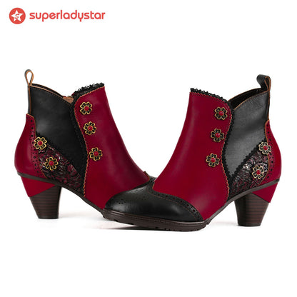 Noble Rose Embroidered Ankle Boots