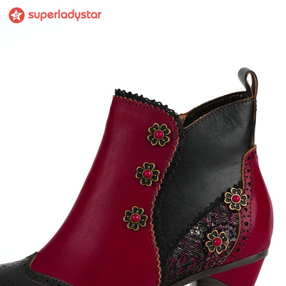 Noble Rose Embroidered Ankle Boots