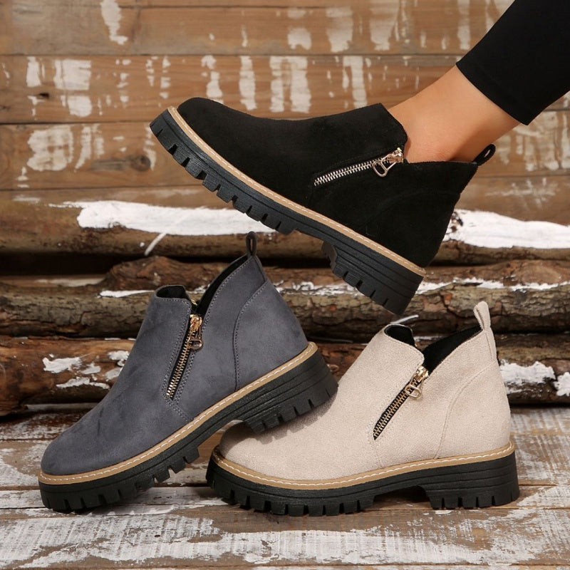 Embla round-toe side-zip ankle boots for women