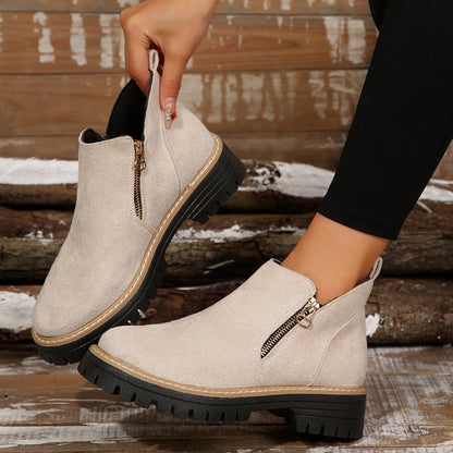 Embla round-toe side-zip ankle boots for women