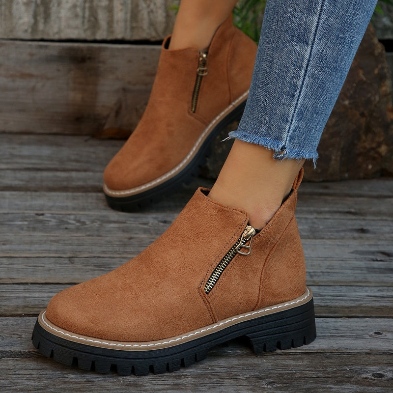Embla round-toe side-zip ankle boots for women
