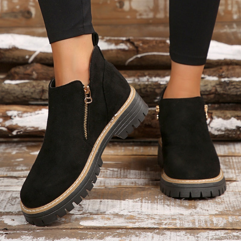 Embla round-toe side-zip ankle boots for women