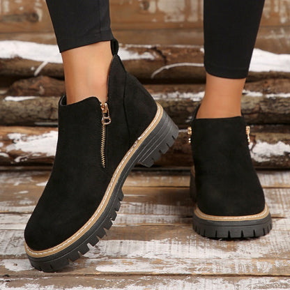 Embla round-toe side-zip ankle boots for women