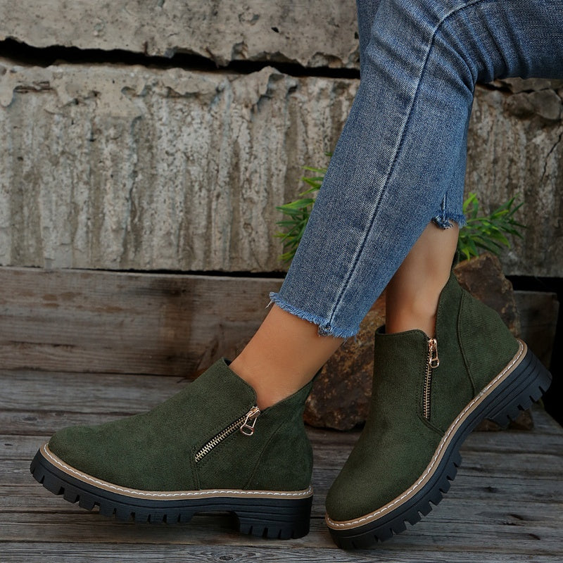 Embla round-toe side-zip ankle boots for women