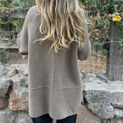 Stella - Knit Sleeve Double-Breasted Coat