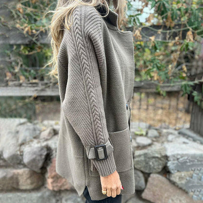 Stella - Knit Sleeve Double-Breasted Coat