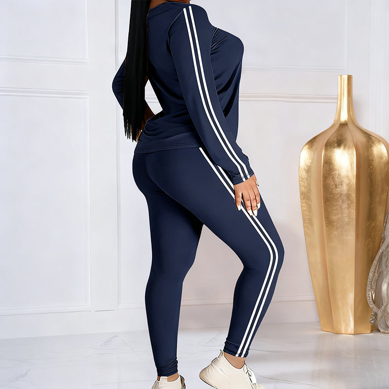 Maren long sleeve top and pants set with side stripes